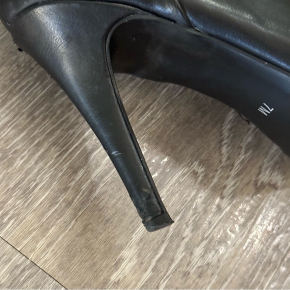 IMPO Faux Leather Black Heeled Boots with Silver Accent Down Back - Picture 9 of 15